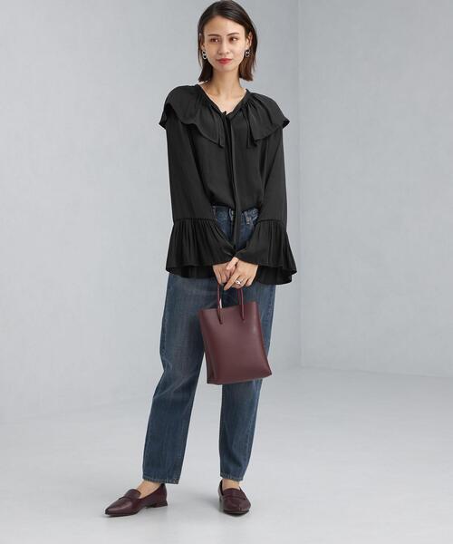 green label relaxing(グリーンレーベルリラクシング)の「ビッグ フリル カラー ブラウス(シャツ/ブラウス・レディース・ブラック/ライム/その他1・FREE)」の9枚目の写真