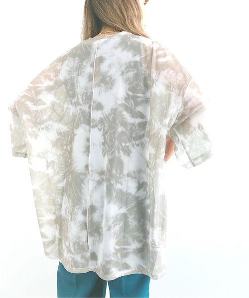 nemne store（ネンネストア）の「雲に隠れるタイダイ柄シアーTシャツ（Tシャツ/カットソー・レディース・ライトグレー/カーキ・F）」の8枚目の写真