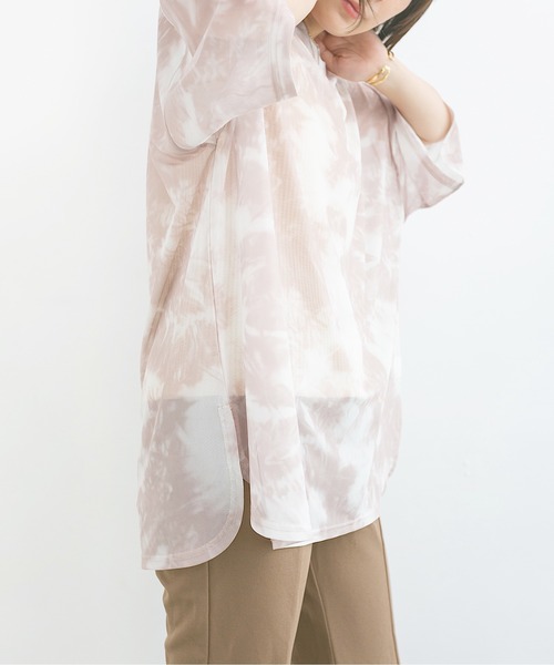 nemne store（ネンネストア）の「雲に隠れるタイダイ柄シアーTシャツ（Tシャツ/カットソー・レディース・ライトグレー/カーキ・F）」の17枚目の写真