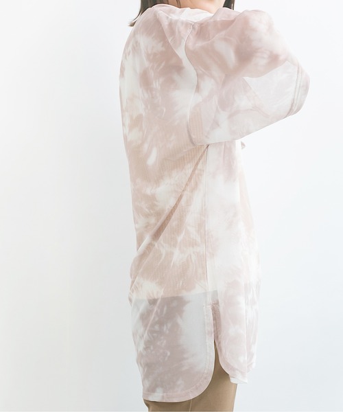 nemne store（ネンネストア）の「雲に隠れるタイダイ柄シアーTシャツ（Tシャツ/カットソー・レディース・ライトグレー/カーキ・F）」の13枚目の写真