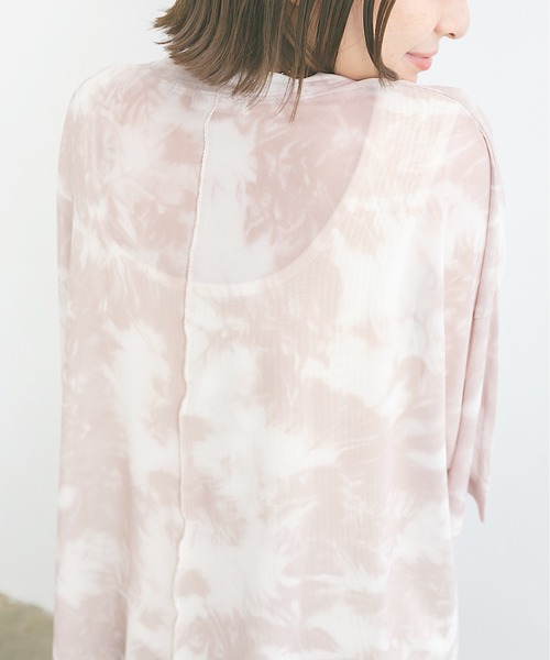 nemne store（ネンネストア）の「雲に隠れるタイダイ柄シアーTシャツ（Tシャツ/カットソー・レディース・ライトグレー/カーキ・F）」の22枚目の写真