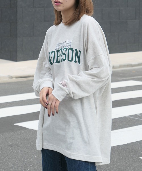 CORNERS（コーナーズ）の「カレッジロゴ　BIG　Tee（Tシャツ/カットソー・レディース・オフホワイト/グリーン/オートミール/スミクロ・FREE）」の4枚目の写真