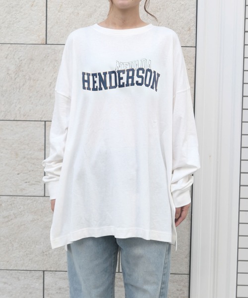 CORNERS（コーナーズ）の「カレッジロゴ　BIG　Tee（Tシャツ/カットソー・レディース・オフホワイト/グリーン/オートミール/スミクロ・FREE）」の6枚目の写真