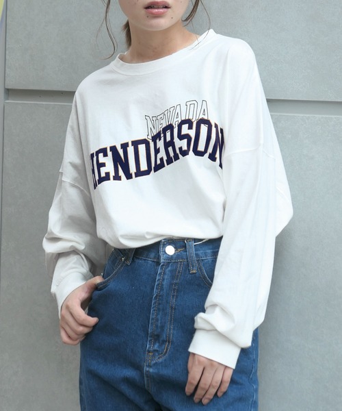 CORNERS（コーナーズ）の「カレッジロゴ　BIG　Tee（Tシャツ/カットソー・レディース・オフホワイト/グリーン/オートミール/スミクロ・FREE）」の7枚目の写真