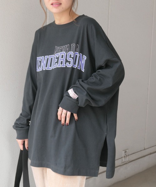 CORNERS（コーナーズ）の「カレッジロゴ　BIG　Tee（Tシャツ/カットソー・レディース・オフホワイト/グリーン/オートミール/スミクロ・FREE）」の11枚目の写真