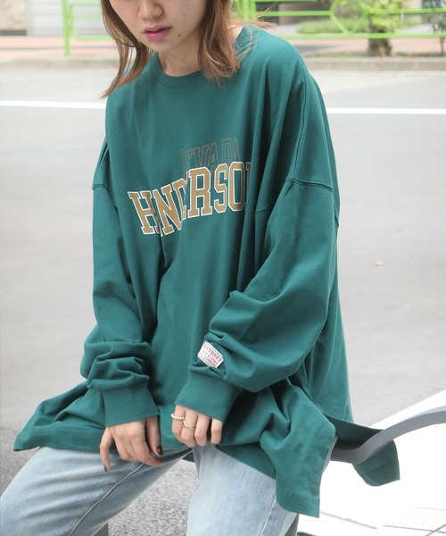 CORNERS（コーナーズ）の「カレッジロゴ　BIG　Tee（Tシャツ/カットソー・レディース・オフホワイト/グリーン/オートミール/スミクロ・FREE）」の14枚目の写真