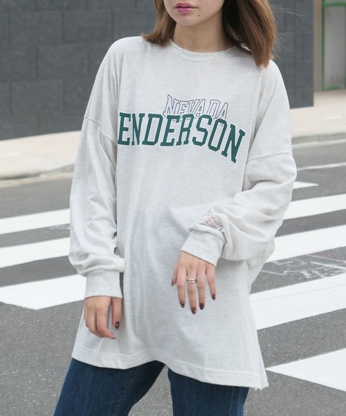 CORNERS（コーナーズ）の「カレッジロゴ　BIG　Tee（Tシャツ/カットソー・レディース・オフホワイト/グリーン/オートミール/スミクロ・FREE）」の15枚目の写真
