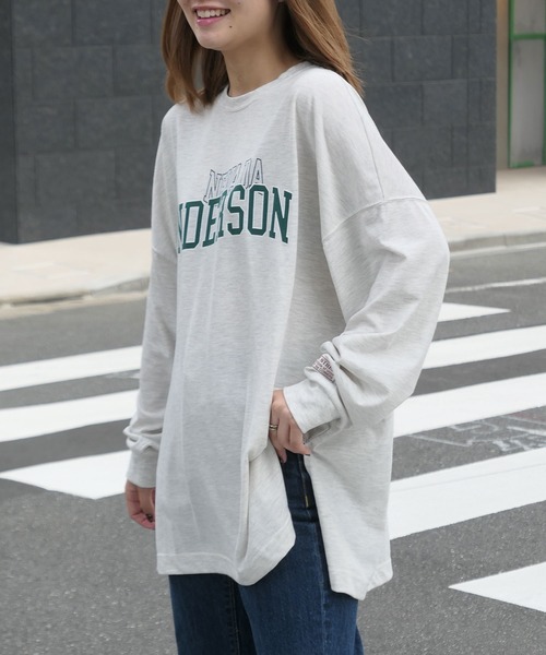 CORNERS（コーナーズ）の「カレッジロゴ　BIG　Tee（Tシャツ/カットソー・レディース・オフホワイト/グリーン/オートミール/スミクロ・FREE）」の16枚目の写真