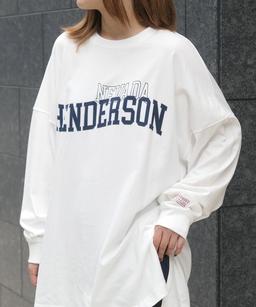 CORNERS（コーナーズ）の「カレッジロゴ　BIG　Tee（Tシャツ/カットソー・レディース・オフホワイト/グリーン/オートミール/スミクロ・FREE）」の12枚目の写真