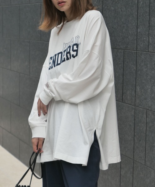 CORNERS（コーナーズ）の「カレッジロゴ　BIG　Tee（Tシャツ/カットソー・レディース・オフホワイト/グリーン/オートミール/スミクロ・FREE）」の17枚目の写真