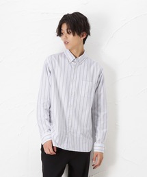 NAVY | オーガニックコットン オックスストライプボタンダウン長袖シャツ(シャツ/ブラウス)