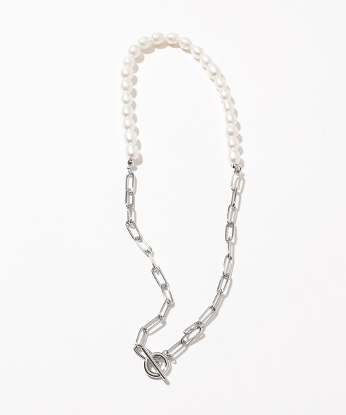 PBLIM（ページボーイリム）の「【PAGEBOYLIM】パールチェーンネックレス（ネックレス・レディース・シルバーグレー・FREE）」の3枚目の写真
