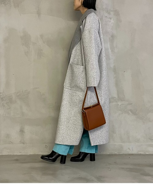 AIC.（エーアイシー）の「ダブルフェイスガウンロングコート（チェスターコート・レディース・グレー/モカ/アイボリー・FREE）」の8枚目の写真