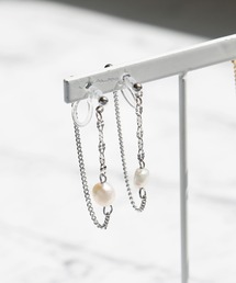 colleca la | ノンホール・1粒淡水パール×チェーンループ樹脂イヤリング〈金属アレルギー対応〉(イヤリング)