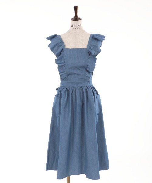 axes femme（アクシーズファム）の「デニム風フリルエプロン（エプロン・レディース・ブルー/ネイビー・MEDIUM）」の17枚目の写真