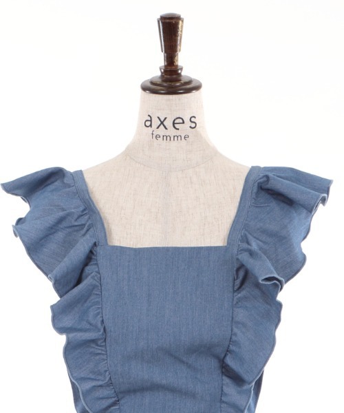 axes femme（アクシーズファム）の「デニム風フリルエプロン（エプロン・レディース・ブルー/ネイビー・MEDIUM）」の14枚目の写真