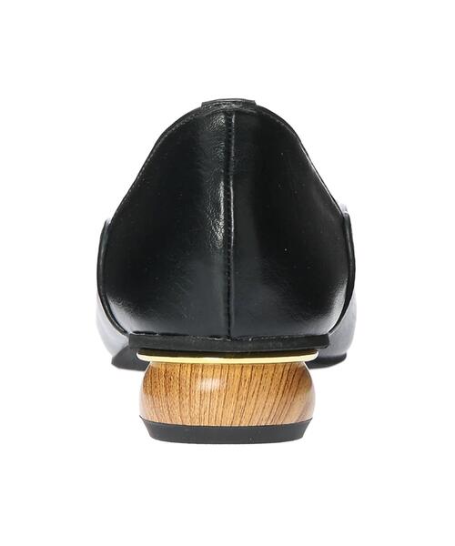 Green　Parks（グリーンパークス）の「・minia ウッドヒールスクエアパンプス＊（パンプス・レディース・アイボリー/ベージュ/ブラック・S/M/LL/L）」の4枚目の写真