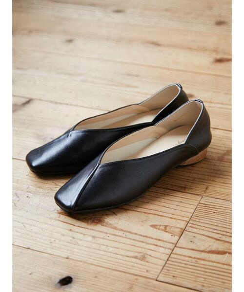 Green　Parks（グリーンパークス）の「・minia ウッドヒールスクエアパンプス＊（パンプス・レディース・アイボリー/ベージュ/ブラック・S/M/LL/L）」の3枚目の写真