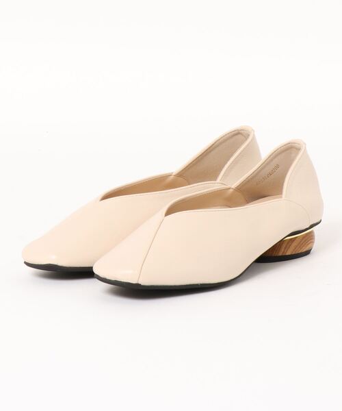 Green　Parks（グリーンパークス）の「・minia ウッドヒールスクエアパンプス＊（パンプス・レディース・アイボリー/ベージュ/ブラック・S/M/LL/L）」の5枚目の写真