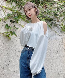 Voyage titty&Co.PETIT | 【Voyage titty&Co.】オープンショルダースウェットPO(Tシャツ/カットソー)