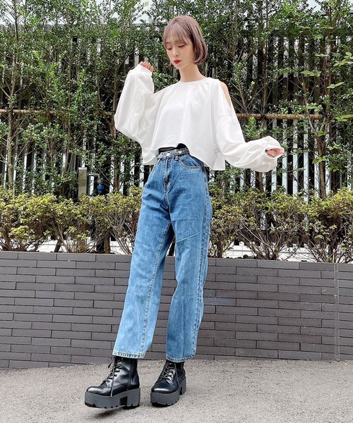 Voyage titty&Co.PETIT（ボヤージュティティアンドコープチ）の「【Voyage titty&Co.】オープンショルダースウェットPO（Tシャツ/カットソー・レディース・ホワイト/グリーン・FREE）」の11枚目の写真