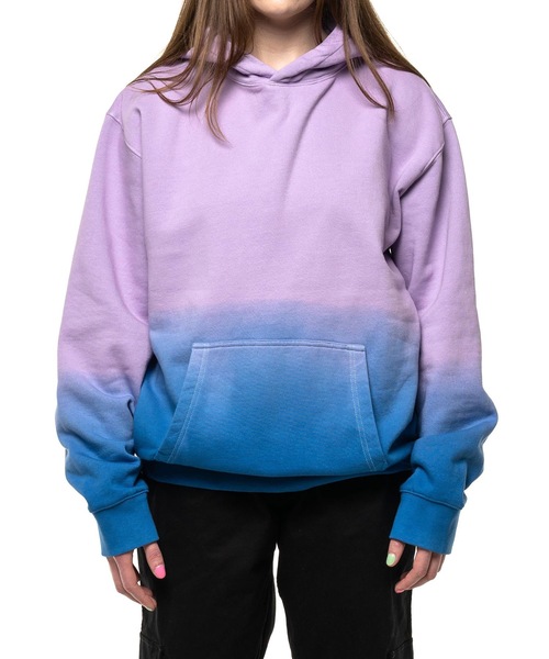 TAIKAN（テイケン）の「【TAIKAN / テイケン】PLAIN HOODIE DIP DYE PURPLE / ヘビーウェイトプルパーカー フーディー　タイダイ柄  スキー　スノボー（パーカー・メンズ・パープル・X-LARGE/MEDIUM/SMALL/LARGE）」の5枚目の写真