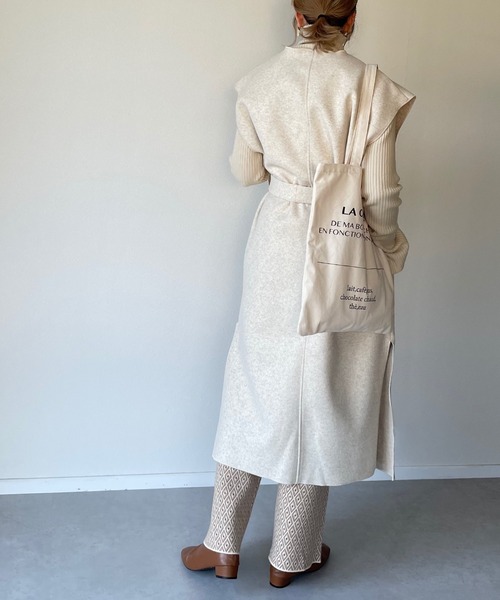 y/m by misato（イムバイミサト）の「ダブルフェイスノーカラージレ（ベスト・レディース・ベージュ/ブラウン/アイボリー・FREE）」の9枚目の写真