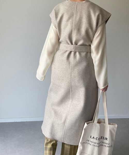 y/m by misato（イムバイミサト）の「ダブルフェイスノーカラージレ（ベスト・レディース・ベージュ/ブラウン/アイボリー・FREE）」の21枚目の写真