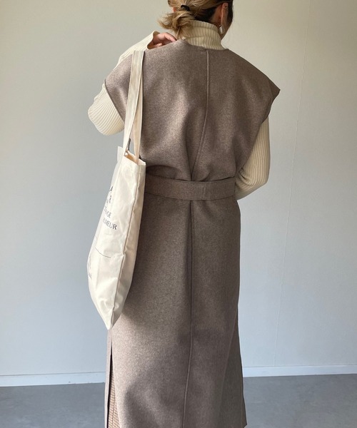y/m by misato（イムバイミサト）の「ダブルフェイスノーカラージレ（ベスト・レディース・ベージュ/ブラウン/アイボリー・FREE）」の19枚目の写真