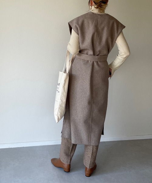 y/m by misato（イムバイミサト）の「ダブルフェイスノーカラージレ（ベスト・レディース・ベージュ/ブラウン/アイボリー・FREE）」の22枚目の写真