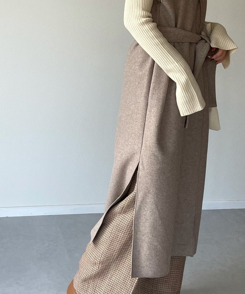 y/m by misato（イムバイミサト）の「ダブルフェイスノーカラージレ（ベスト・レディース・ベージュ/ブラウン/アイボリー・FREE）」の13枚目の写真