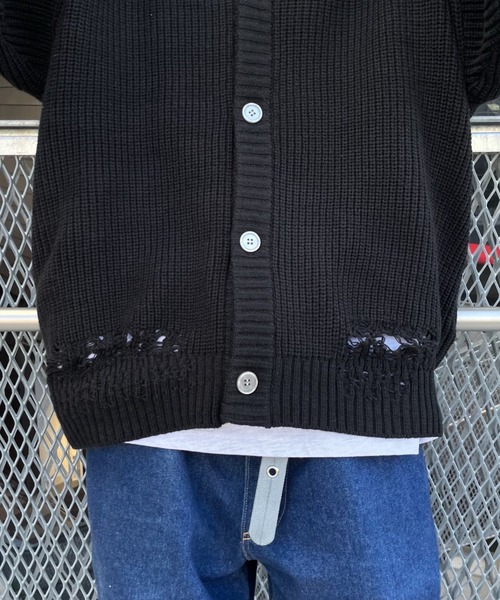 WHO'S WHO gallery（フーズフーギャラリー）の「【KOOKY'N/クーキー】クラッシュニットカーディガン（カーディガン/ボレロ・メンズ・ブラック/ネイビー/チャコールグレー/グリーン・FREE）」の7枚目の写真