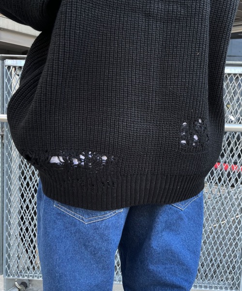 WHO'S WHO gallery（フーズフーギャラリー）の「【KOOKY'N/クーキー】クラッシュニットカーディガン（カーディガン/ボレロ・メンズ・ブラック/ネイビー/チャコールグレー/グリーン・FREE）」の8枚目の写真