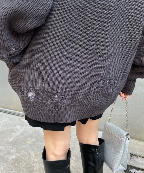 WHO'S WHO gallery（フーズフーギャラリー）の「【KOOKY'N/クーキー】クラッシュニットカーディガン（カーディガン/ボレロ・メンズ・ブラック/ネイビー/チャコールグレー/グリーン・FREE）」の12枚目の写真