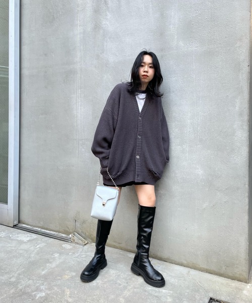 WHO'S WHO gallery（フーズフーギャラリー）の「【KOOKY'N/クーキー】クラッシュニットカーディガン（カーディガン/ボレロ・メンズ・ブラック/ネイビー/チャコールグレー/グリーン・FREE）」の13枚目の写真