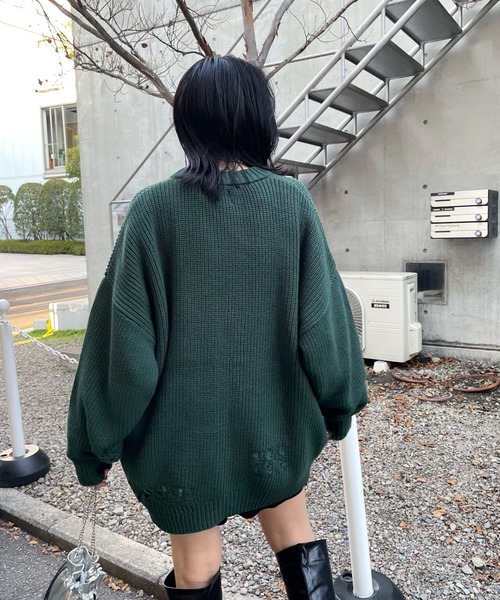 WHO'S WHO gallery（フーズフーギャラリー）の「【KOOKY'N/クーキー】クラッシュニットカーディガン（カーディガン/ボレロ・メンズ・ブラック/ネイビー/チャコールグレー/グリーン・FREE）」の15枚目の写真