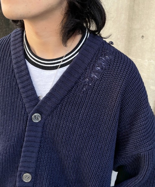 WHO'S WHO gallery（フーズフーギャラリー）の「【KOOKY'N/クーキー】クラッシュニットカーディガン（カーディガン/ボレロ・メンズ・ブラック/ネイビー/チャコールグレー/グリーン・FREE）」の18枚目の写真