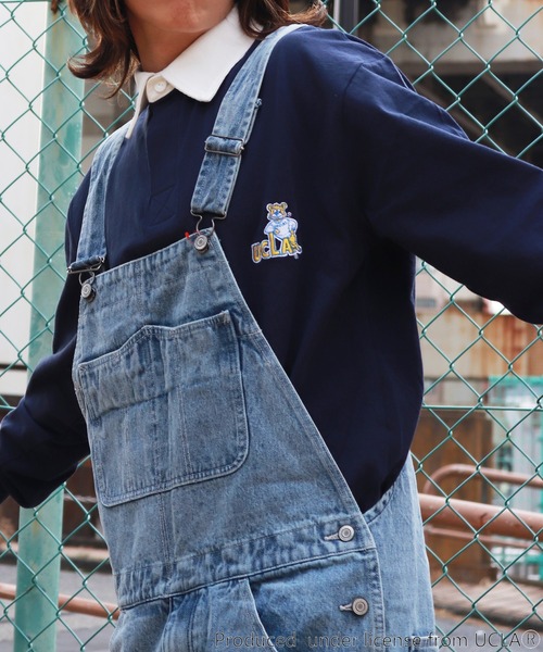 UCLA(ユーシーエルエー)の「UCLA カレッジロゴ ワンポイント刺繍 ラガーポロシャツ(ポロシャツ・メンズ・アッシュ/スミクロ/ネイビー/グリーン・M/L)」の4枚目の写真