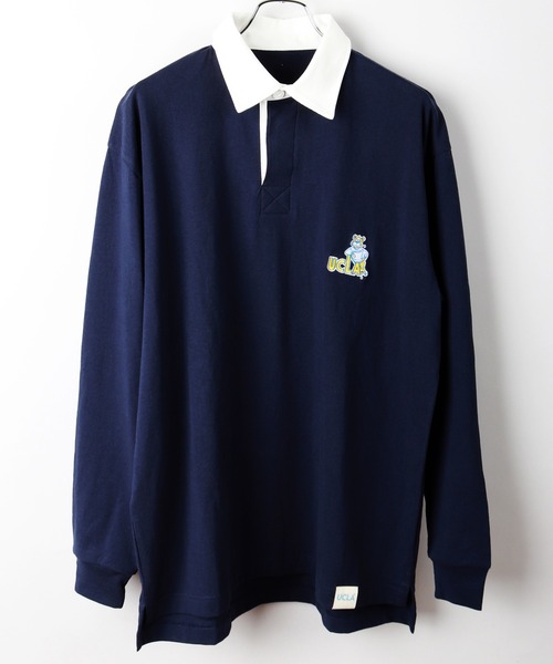 UCLA(ユーシーエルエー)の「UCLA カレッジロゴ ワンポイント刺繍 ラガーポロシャツ(ポロシャツ・メンズ・アッシュ/スミクロ/ネイビー/グリーン・M/L)」の5枚目の写真