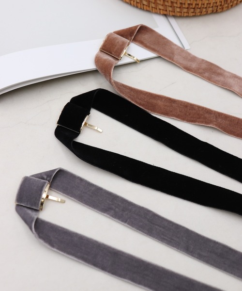 Monocoro toppi（モノコロトッピ）の「大人っぽガーリー。ベロアリボンヘアゴムセットポニーフック（ヘアゴム・レディース・ブラック/グレー/ベージュ/ブラウン・フリー）」の10枚目の写真