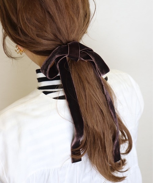 セール】大人っぽガーリー。ベロアリボンヘアゴムセットポニー