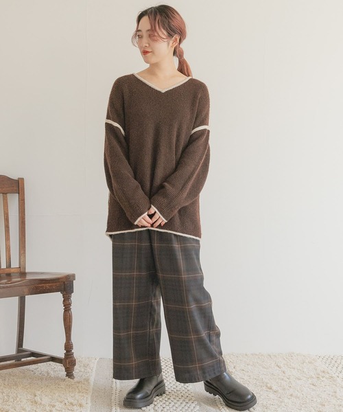ITEMS URBANRESEARCH（アイテムズ アーバンリサーチ）の「チェックワイドパンツ（その他パンツ・レディース・チャコールグレー/ブラウン・FREE）」の10枚目の写真