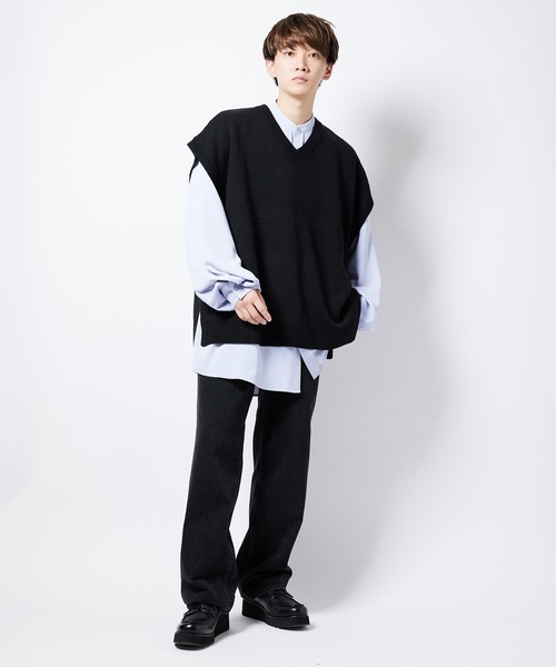 re_k by JUNRED(レクバイジュンレッド)の「【 re_k by JUNRed 】VネックBIGニットベスト(ベスト・メンズ・ブラウン/ブラック/モスグリーン・M/L/S)」の7枚目の写真