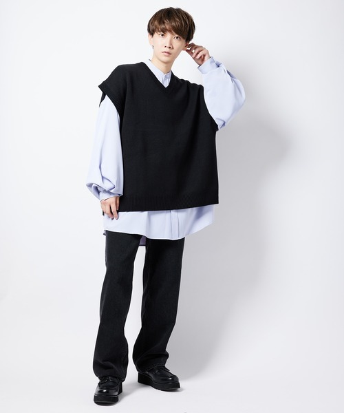 re_k by JUNRED(レクバイジュンレッド)の「【 re_k by JUNRed 】VネックBIGニットベスト(ベスト・メンズ・ブラウン/ブラック/モスグリーン・M/L/S)」の8枚目の写真