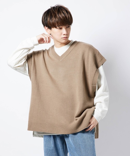 re_k by JUNRED(レクバイジュンレッド)の「【 re_k by JUNRed 】VネックBIGニットベスト(ベスト・メンズ・ブラウン/ブラック/モスグリーン・M/L/S)」の9枚目の写真