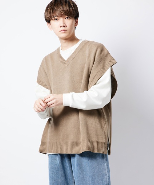 re_k by JUNRED(レクバイジュンレッド)の「【 re_k by JUNRed 】VネックBIGニットベスト(ベスト・メンズ・ブラウン/ブラック/モスグリーン・M/L/S)」の10枚目の写真