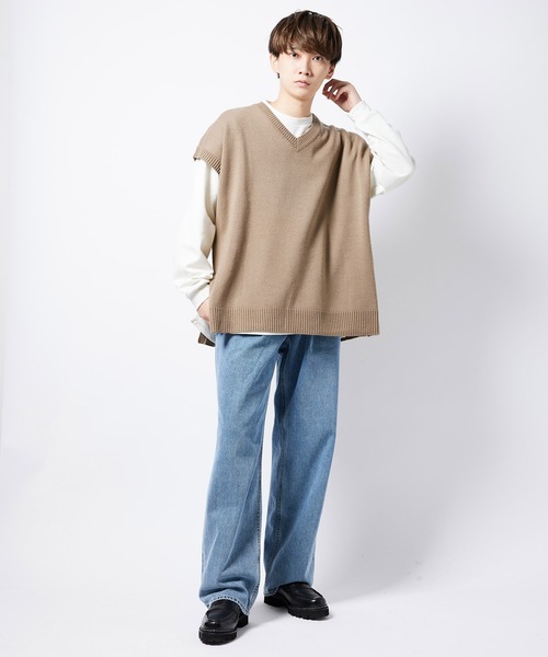 re_k by JUNRED(レクバイジュンレッド)の「【 re_k by JUNRed 】VネックBIGニットベスト(ベスト・メンズ・ブラウン/ブラック/モスグリーン・M/L/S)」の11枚目の写真