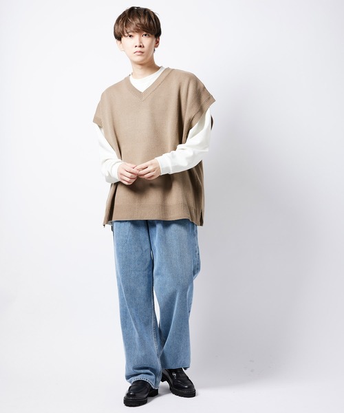 re_k by JUNRED(レクバイジュンレッド)の「【 re_k by JUNRed 】VネックBIGニットベスト(ベスト・メンズ・ブラウン/ブラック/モスグリーン・M/L/S)」の12枚目の写真