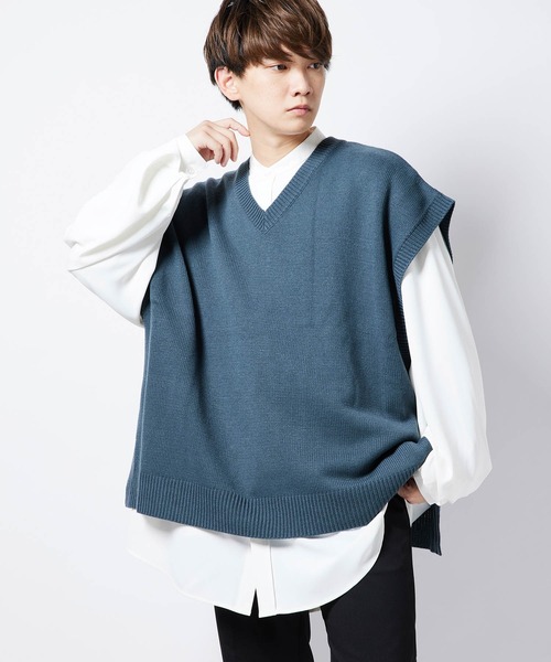 re_k by JUNRED(レクバイジュンレッド)の「【 re_k by JUNRed 】VネックBIGニットベスト(ベスト・メンズ・ブラウン/ブラック/モスグリーン・M/L/S)」の13枚目の写真