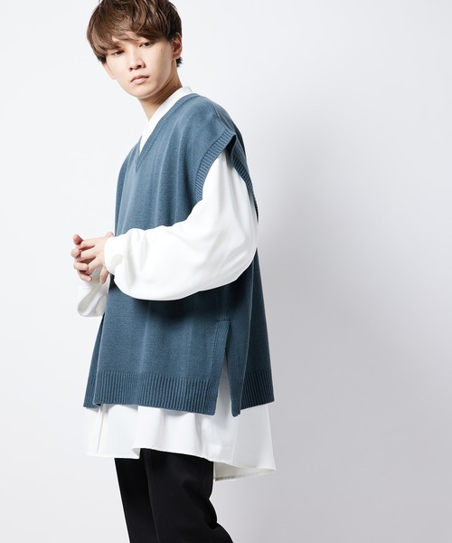 re_k by JUNRED(レクバイジュンレッド)の「【 re_k by JUNRed 】VネックBIGニットベスト(ベスト・メンズ・ブラウン/ブラック/モスグリーン・M/L/S)」の14枚目の写真